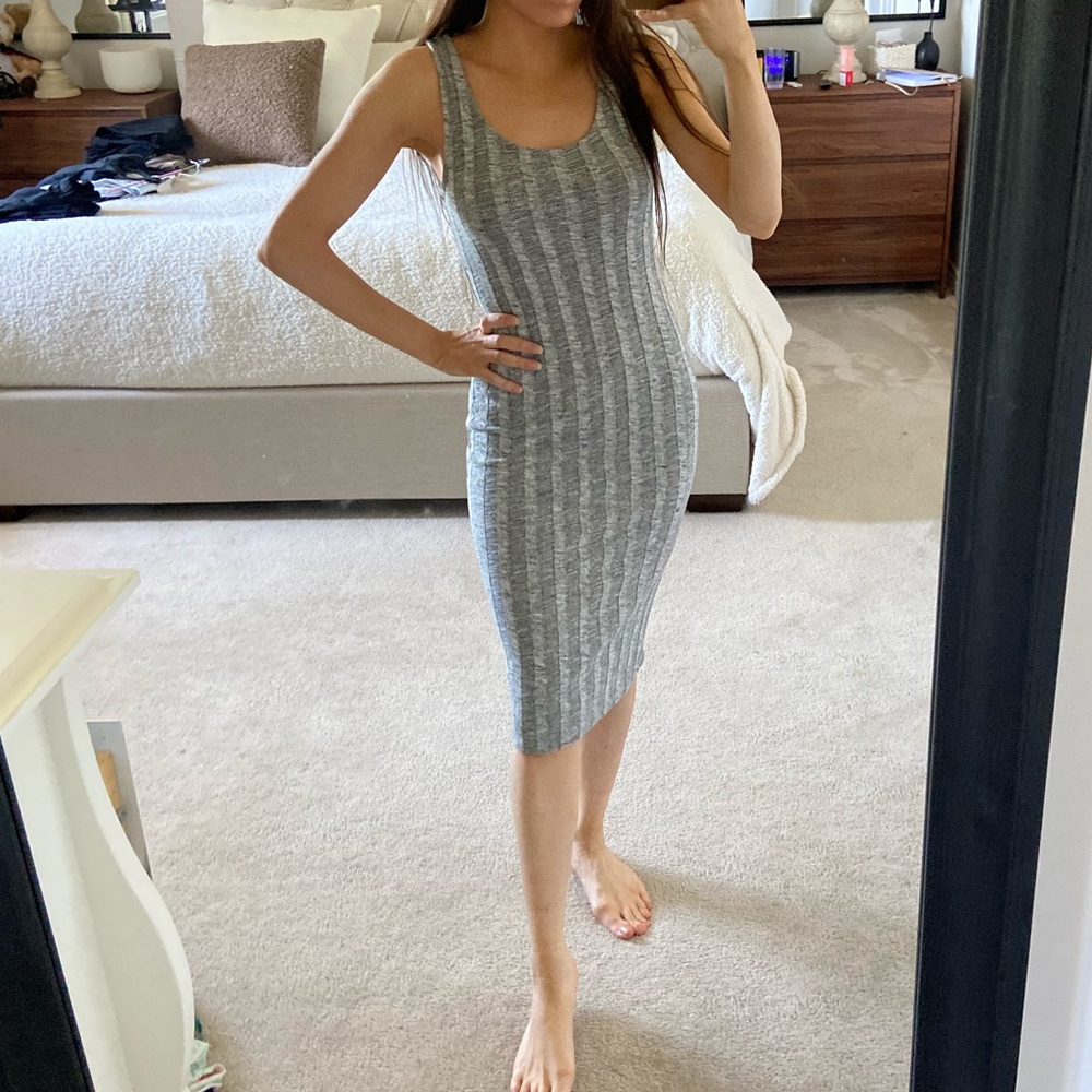 Grey Knit Midi Dress